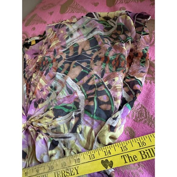 Anthropologie Leifsdottir 100% Silk Mini Dress butterfly bohemian sz 8 tie dye - Picture 11 of 14